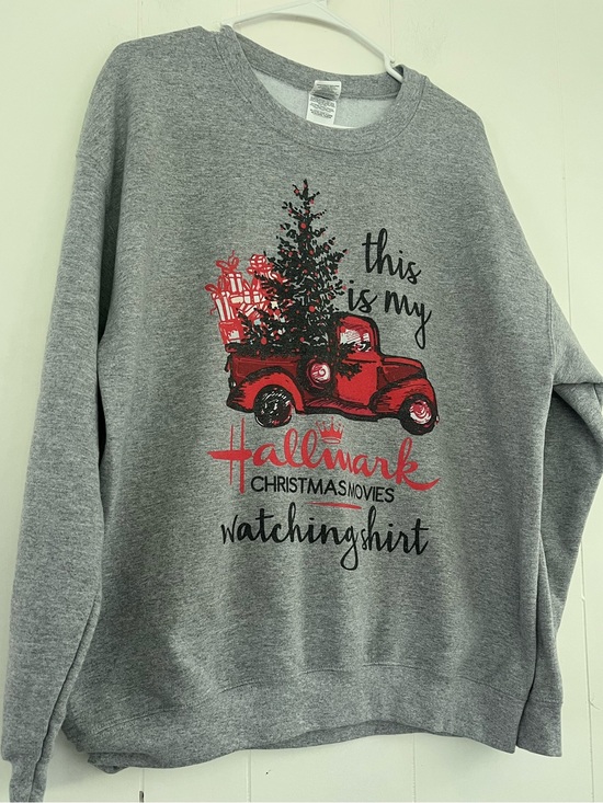 Gildan Tops - Hallmark Watching Christmas Movies Crewneck Gray Sweatshirt 
Holidays Size Large